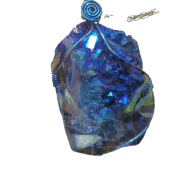 Blue Druzy Quartz Pendant Necklace - Picture 2 of 5